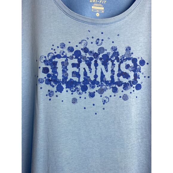 Nike Dri-Fit Women's Blue "Tennis" Short Sleeve T-Shirt Size X-Large - Picture 2 of 7